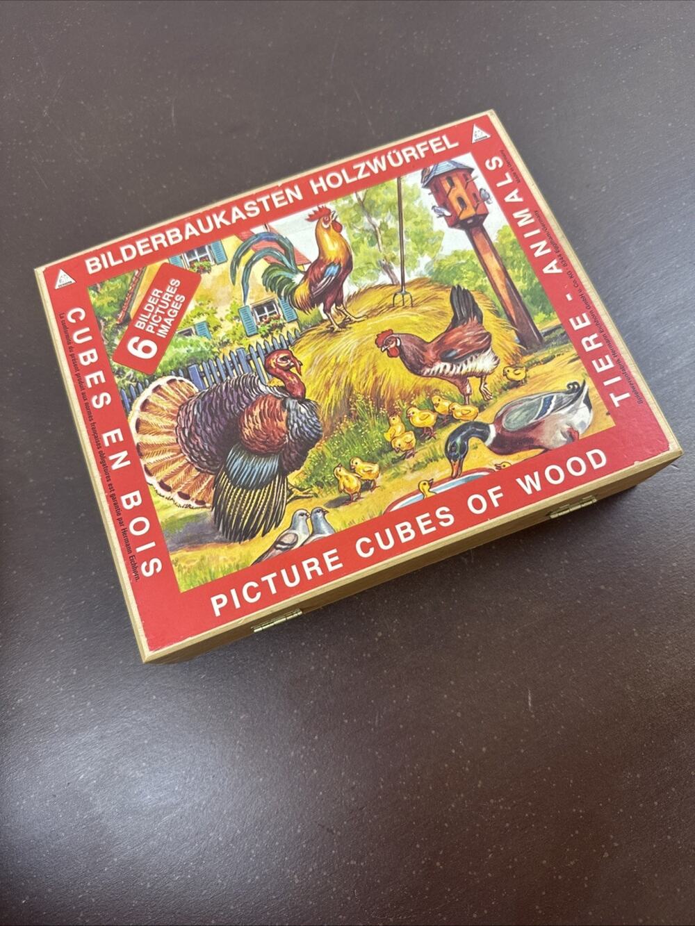 Vintage Bilderbaukasten Holzwurfel German Picture Cubes Wood Puzzle Blocks